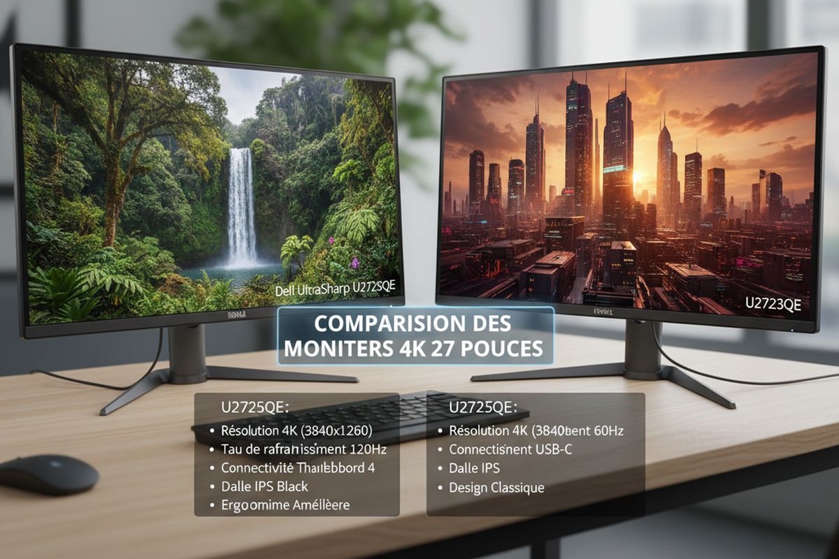 Dell UltraSharp U2725QE vs U2723QE comparaison des moniteurs 4K 27 pouces